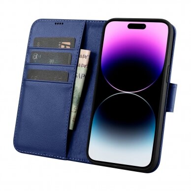 Dėklas iCarer Wallet Case 2in1 Cover iPhone 14 Pro Max Mėlynas (WMI14220728-BU) 2