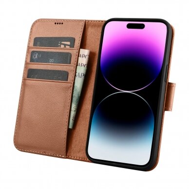 Dėklas iCarer Wallet Case 2in1 Cover iPhone 14 Pro Max Rudas (WMI14220728-BN) 2