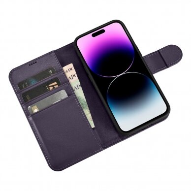 Dėklas iCarer Wallet Case 2in1 Cover iPhone 14 Pro Max Violetinis (WMI14220728-DP) 9