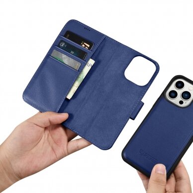 Dėklas iCarer Wallet Case 2in1 Cover iPhone 14 Pro Mėlynas (WMI14220726-BU) 12