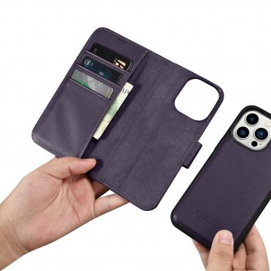 Dėklas iCarer Wallet Case 2in1 Cover iPhone 14 Pro Purpurinis (WMI14220726-DP) 13