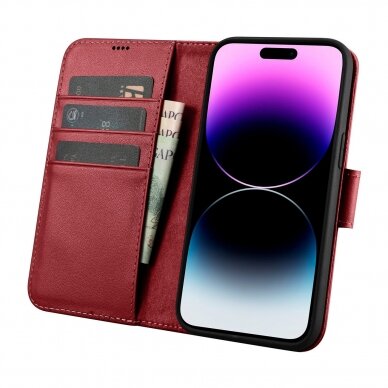 Dėklas iCarer Wallet Case 2in1 iPhone 14 Pro Raudonas (WMI14220726-RD) 2