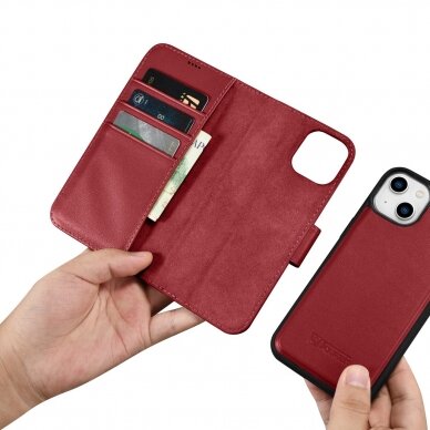 Dėklas iCarer Wallet Case 2in1 iPhone 14 Raudonas (WMI14220725-RD) 14