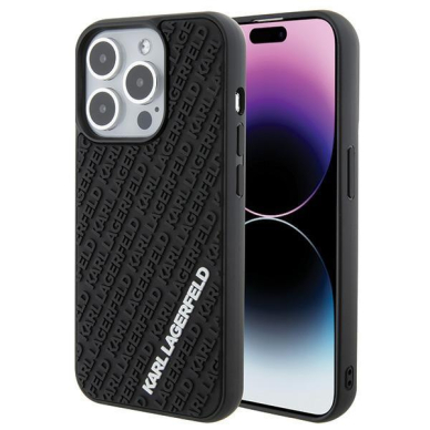 Dėklas Karl Lagerfeld 3D Rubber Multi Logo iPhone 15 Pro - Juodas