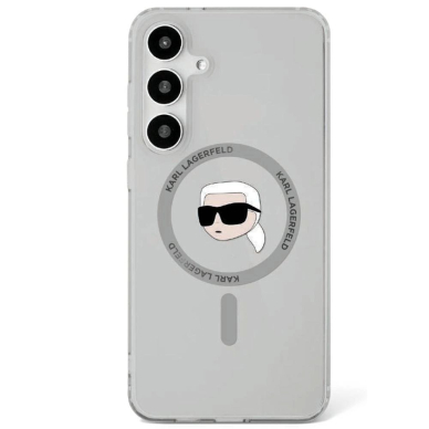 Dėklas Karl Lagerfeld Button Karl Head Printed Logo MagSafe Samsung Galaxy S25 Juodas