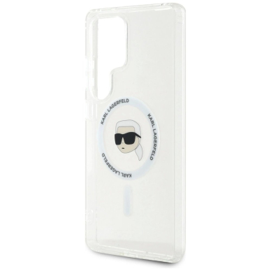 Dėklas Karl Lagerfeld Button Karl Head Printed Logo MagSafe Samsung Galaxy S25 Ultra Baltas 5