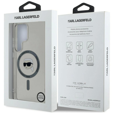 Dėklas Karl Lagerfeld Button Karl Head Printed Logo MagSafe Samsung Galaxy S25 Ultra Juodas 7