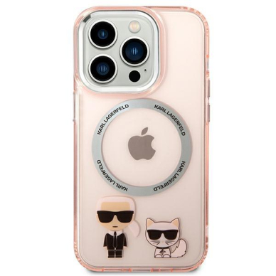 Dėklas Karl Lagerfeld Choupette Aluminum Magsafe KLHMP14XHKCP iPhone 14 Pro Max Rožinis 2