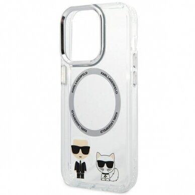 Dėklas Karl Lagerfeld Choupette Aluminum Magsafe KLHMP14XHKCT iPhone 14 Pro Max Permatomas 5