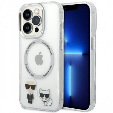 Dėklas Karl Lagerfeld Choupette Aluminum Magsafe KLHMP14XHKCT iPhone 14 Pro Max Permatomas