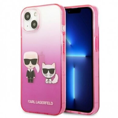 Dėklas Karl Lagerfeld Choupette KLHCP13STGKCP iPhone 13 mini Rožinis 1