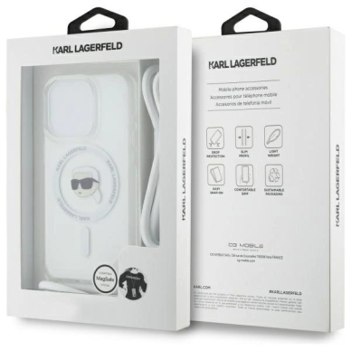 Dėklas Karl Lagerfeld Crossbody IML Karl Head Magsafe  iPhone 16 Pro Max - Skaidrus 6