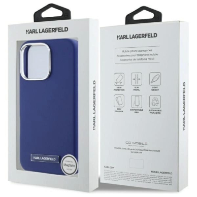 Dėklas Karl Lagerfeld FW Metal Plate MagSafe iPhone 16 Pro Max  - Blue 7