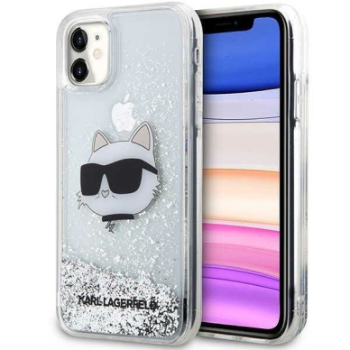 Dėklas Karl Lagerfeld Glitter Choupette Head KLHCN61LNCHCS iPhone 11/ XR Sidabrinis