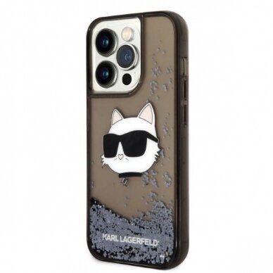 Dėklas Karl Lagerfeld Glitter Choupette Head KLHCP14LLNCHCK iPhone 14 Pro Juodas 1