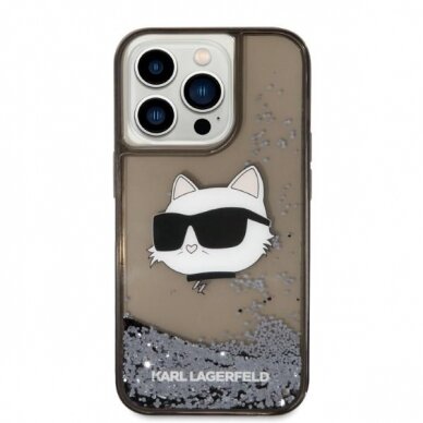 Dėklas Karl Lagerfeld Glitter Choupette Head KLHCP14LLNCHCK iPhone 14 Pro Juodas 2