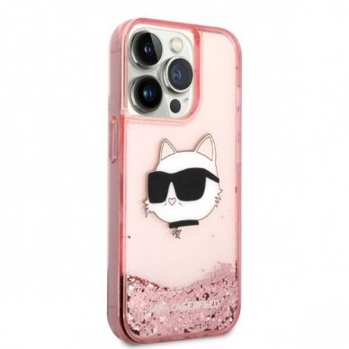 Dėklas Karl Lagerfeld Glitter Choupette Head KLHCP14LLNCHCP iPhone 14 Pro Rožinis 3