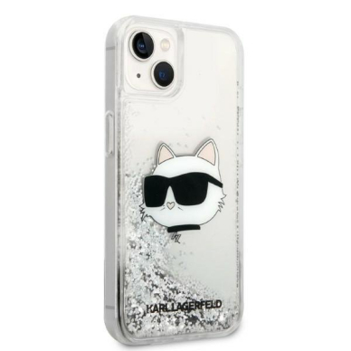 Dėklas Karl Lagerfeld Glitter Choupette Head KLHCP14MLNHCCS iPhone 14 Plus Sidabrinis 3