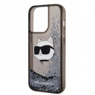 Dėklas Karl Lagerfeld Glitter Choupette Head KLHCP14XLNCHCK iPhone 14 Pro Max Juodas 5