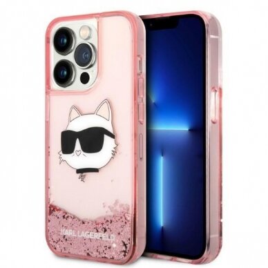 Dėklas Karl Lagerfeld Glitter Choupette Head KLHCP14XLNCHCP iPhone 14 Pro Max Rožinis