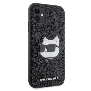 Dėklas Karl Lagerfeld Glitter Choupette Patch KLHCN61G2CPK iPhone 11 / Xr Juodas 3