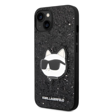 Dėklas Karl Lagerfeld Glitter Choupette Patch KLHCP14MG2CPK iPhone 14 Plus Juodas 1