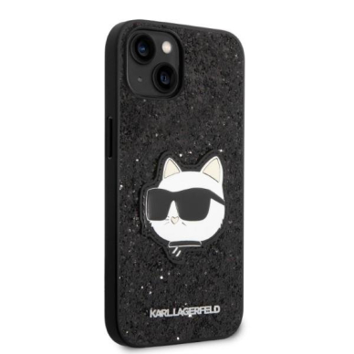 Dėklas Karl Lagerfeld Glitter Choupette Patch KLHCP14MG2CPK iPhone 14 Plus Juodas 3