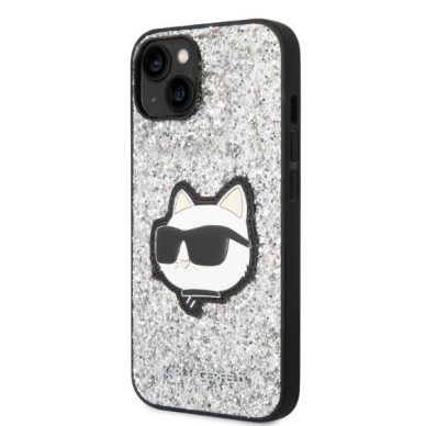 Dėklas Karl Lagerfeld Glitter Choupette Patch KLHCP14MG2CPS iPhone 14 Plus Sidabrinis 1