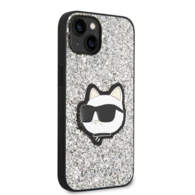 Dėklas Karl Lagerfeld Glitter Choupette Patch KLHCP14MG2CPS iPhone 14 Plus Sidabrinis 3