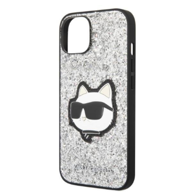 Dėklas Karl Lagerfeld Glitter Choupette Patch KLHCP14SG2CPS iPhone 14 Sidabrinis 5