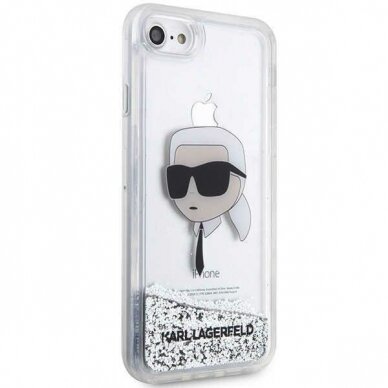 Dėklas Karl Lagerfeld Glitter Karl Head KLHCI8LNKHCH iPhone 7/8/ SE 2020/2022 Sidabrinis 3