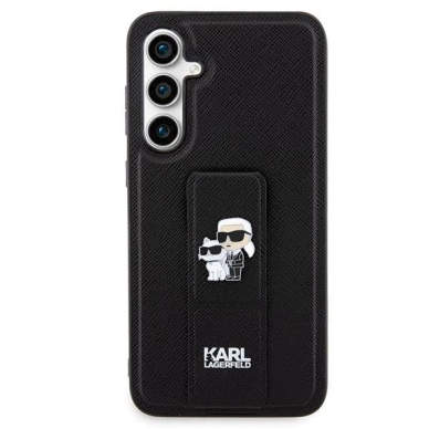 Dėklas Karl Lagerfeld Gripstand Saffiano Karl&Choupette Pins case for Samsung Galaxy S23 FE - Juodas 2