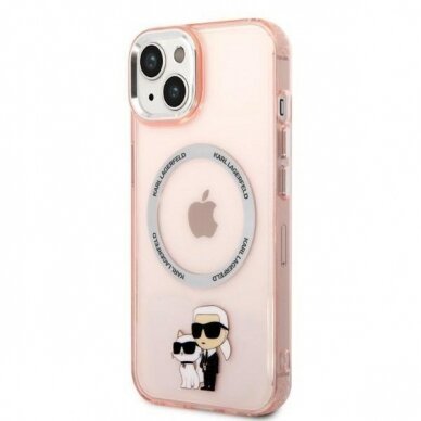 Dėklas Karl Lagerfeld Iconic Karl&amp;Choupette Magsafe KLHMP14SHNKCIP iPhone 14 Rožinis 1