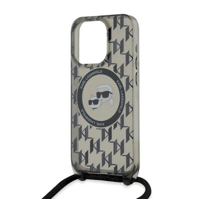 Dėklas Karl Lagerfeld IML Crossbody Monogram Karl  Choupette Head MagSafe  iPhone 15 Pro Max - Juodas 4