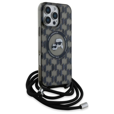 Dėklas Karl Lagerfeld IML Crossbody Monogram Karl  Choupette Head MagSafe  iPhone 16 Pro - Juodas 2