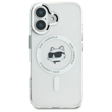 Dėklas Karl Lagerfeld IML Metal Choupette Head MagSafe  iPhone 16 Plus - Baltas 2