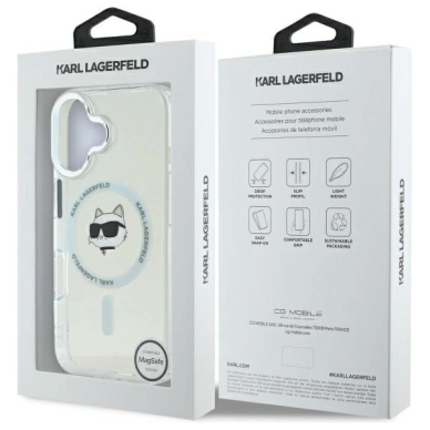 Dėklas Karl Lagerfeld IML Metal Choupette Head MagSafe  iPhone 16 Plus - Baltas 7