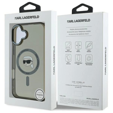 Dėklas Karl Lagerfeld IML Metal Karl Head MagSafe iPhone 16 Plus  - Juodas 7