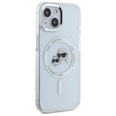 Dėklas Karl Lagerfeld IML Metal KarlChoupette Head MagSafe iPhone 14  - Baltas 3