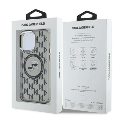 Dėklas Karl Lagerfeld IML Monogram Karl  Choupette Head MagSafe  iPhone 15 Pro Max - Juodas 7