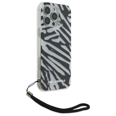 Dėklas Karl Lagerfeld IML Zebra Pattern  Cord iPhone 16 Pro  - Juodas 2