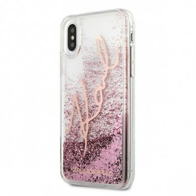 Dėklas Karl Lagerfeld iPhone X/Xs Glitter Signature - Rožinis-Auksinis UGLX912 1