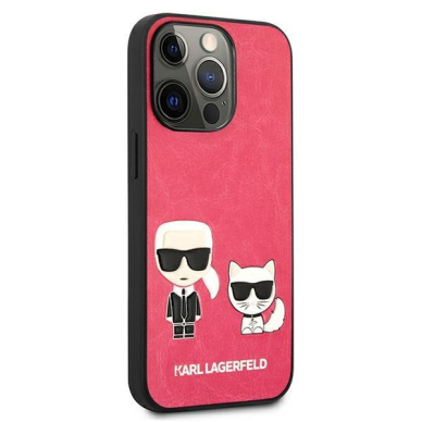 Dėklas Karl Lagerfeld KLHCP13LPCUSKCP iPhone 13 Pro / 13 6,1" fuksja/fushia hardcase Ikonik Karl & Choupette 3