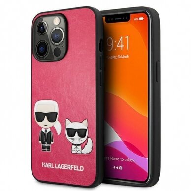 Dėklas Karl Lagerfeld KLHCP13LPCUSKCP iPhone 13 Pro / 13 6,1" fuksja/fushia hardcase Ikonik Karl & Choupette