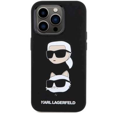 Dėklas Karl Lagerfeld KLHCP15XSDHKCNK iPhone 15 Pro Max 6.7" Juodas Silicone Karl&Choupette Head 2