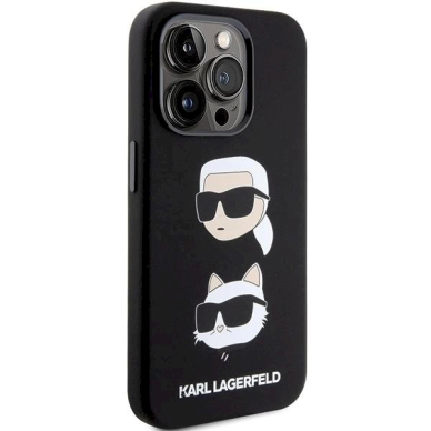 Dėklas Karl Lagerfeld KLHCP15XSDHKCNK iPhone 15 Pro Max 6.7" Juodas Silicone Karl&Choupette Head 3