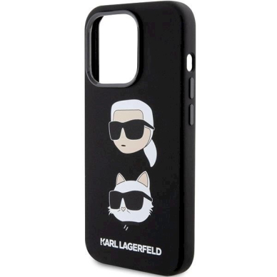 Dėklas Karl Lagerfeld KLHCP15XSDHKCNK iPhone 15 Pro Max 6.7" Juodas Silicone Karl&Choupette Head 5