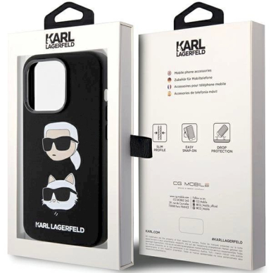 Dėklas Karl Lagerfeld KLHCP15XSDHKCNK iPhone 15 Pro Max 6.7" Juodas Silicone Karl&Choupette Head 7