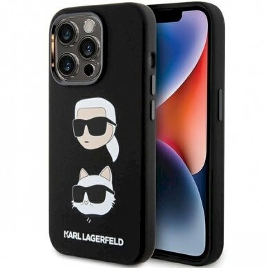 Dėklas Karl Lagerfeld KLHCP15XSDHKCNK iPhone 15 Pro Max 6.7" Juodas Silicone Karl&Choupette Head