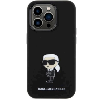 Dėklas Karl Lagerfeld KLHCP15XSMHKNPK iPhone 15 Pro Max 6.7" Juodas Silicone Ikonik Metal Pin 2